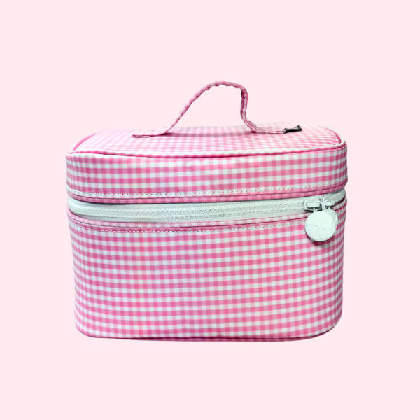 Wipeable Pink Gingham Train Case