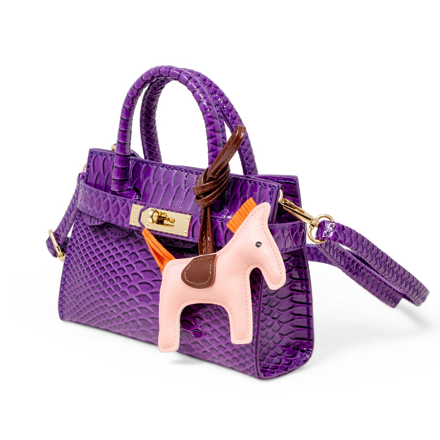 Purple Crocodile Pony Handbag