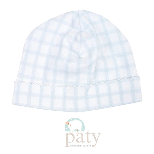 Pima Beanie | Blue Gingham