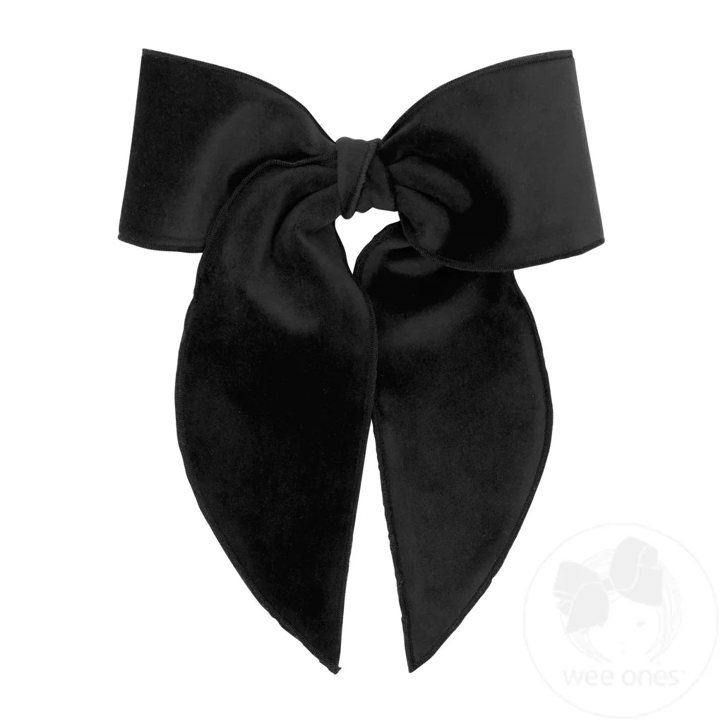 King Velvet Fabric Bow with Whimsy Tails | Black