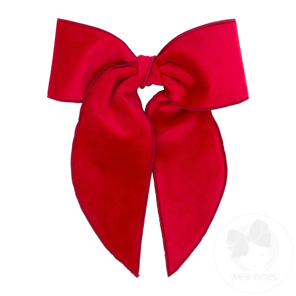 King Velvet Fabric Bow with Whimsy Tails| Cranberry