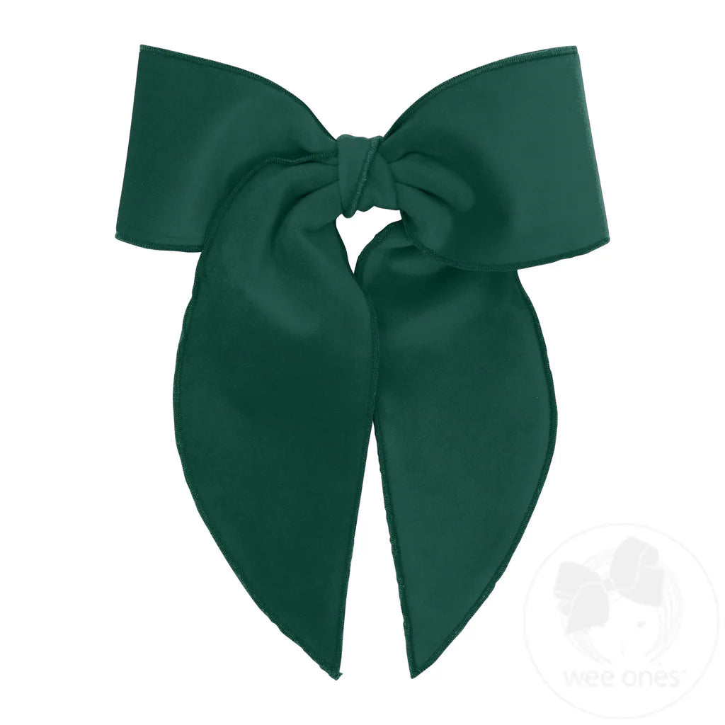 King Velvet Fabric Bow with Whimsy Tails | Forest Green