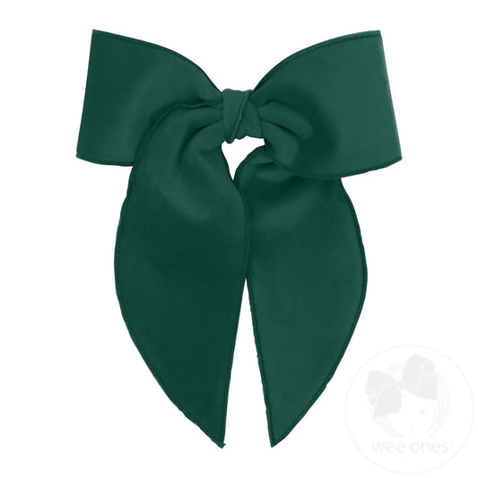 King Velvet Fabric Bow with Whimsy Tails | Forest Green