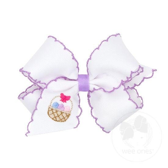 Medium Embroidered Grosgrain Bow | Easter Basket