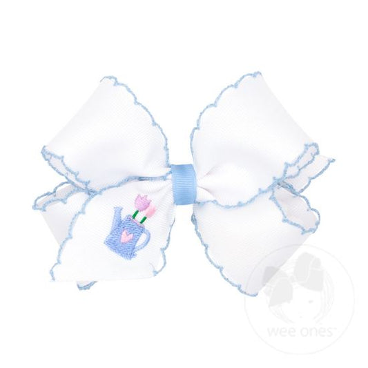 Medium Embroidered Grosgrain Bow | Tulip Watering Can