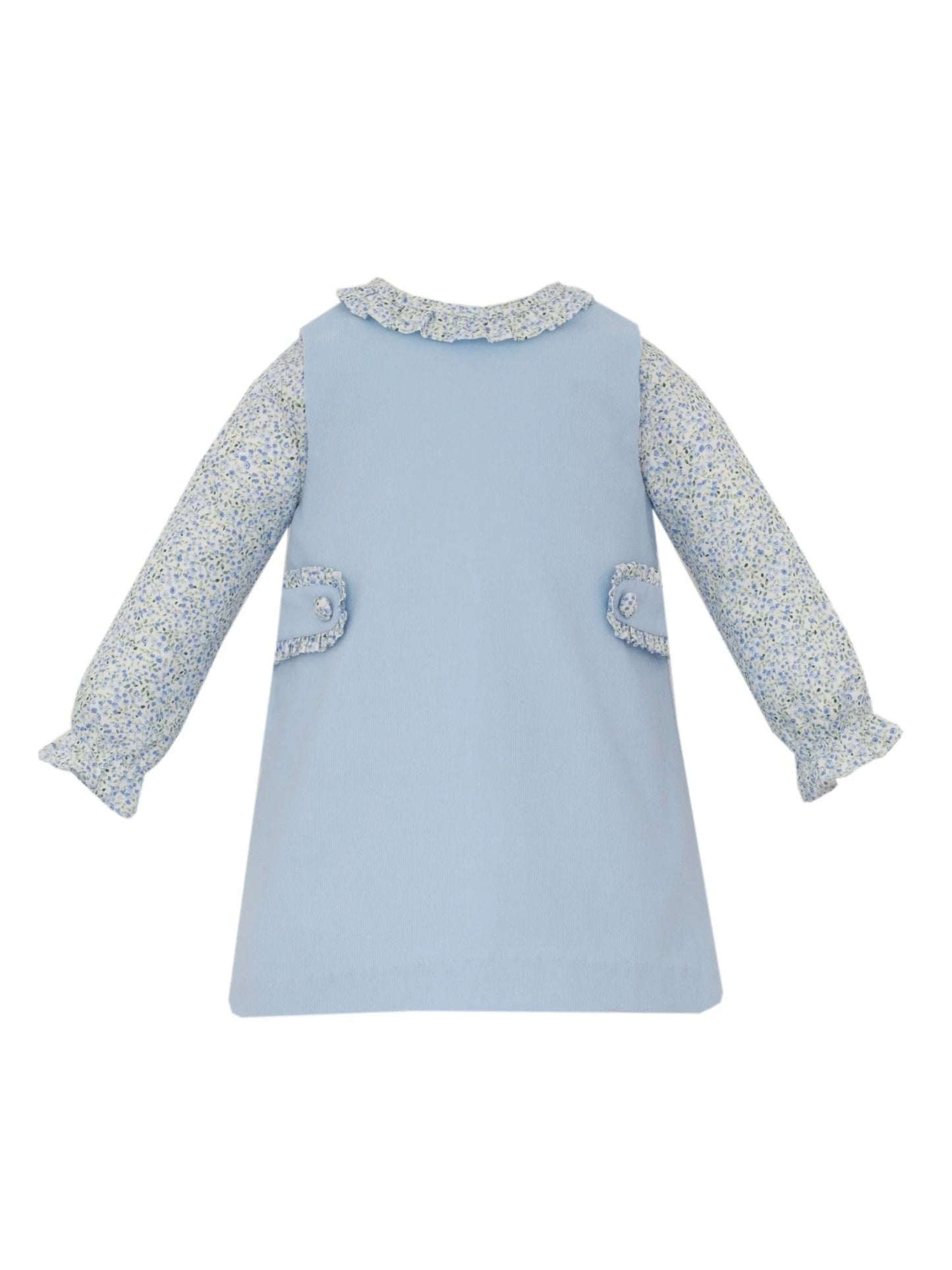 Light Blue Corduroy Jumper w Blue Floral Print Shirt