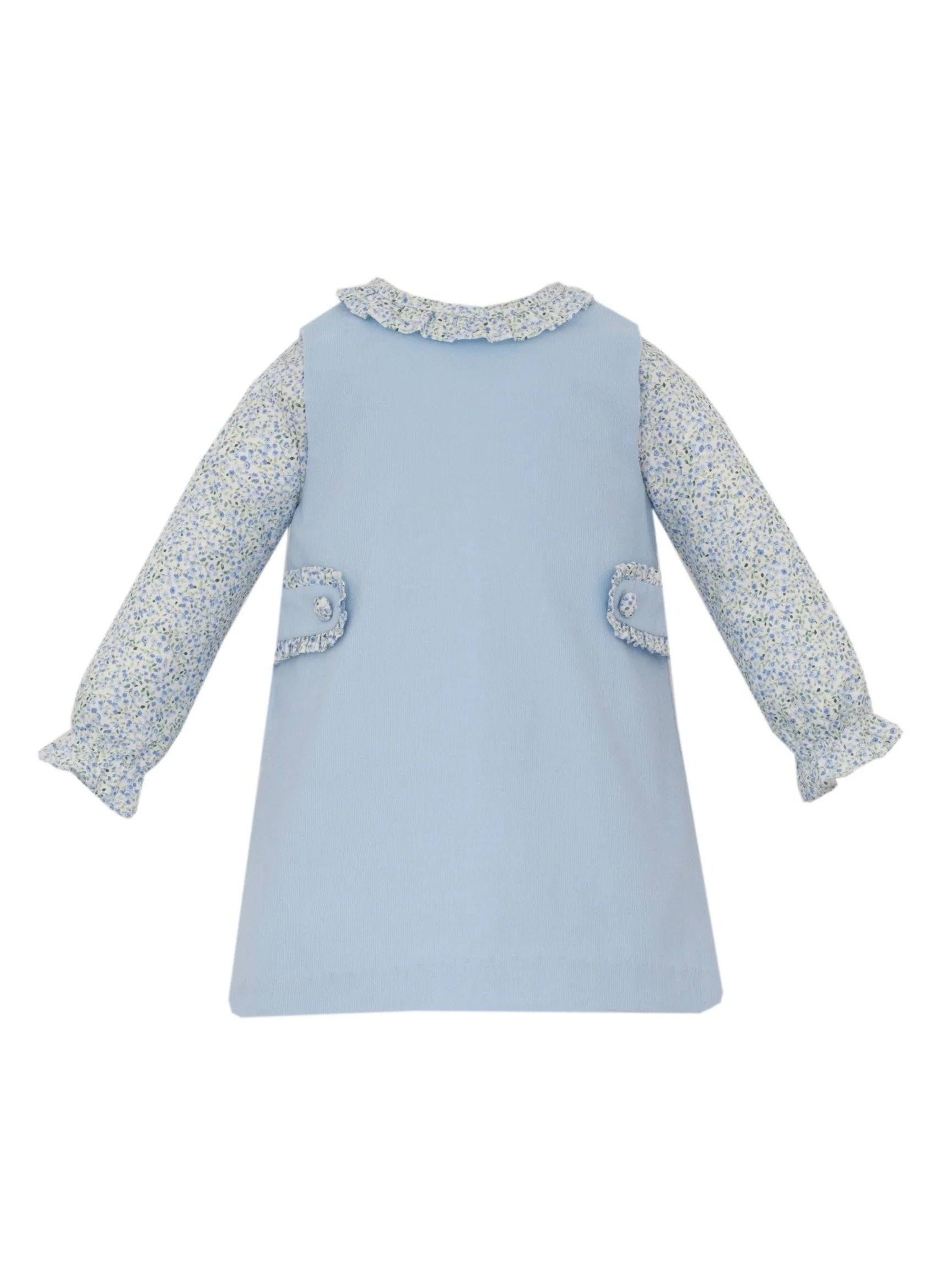 Light Blue Corduroy Jumper w Blue Floral Print Shirt