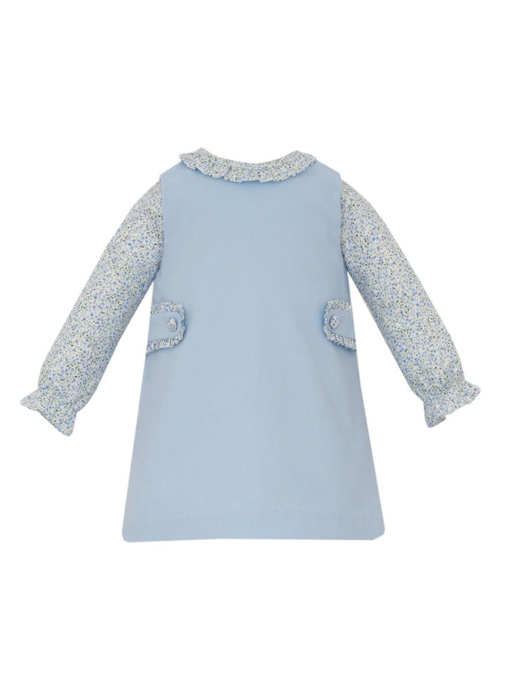 Light Blue Corduroy Jumper w Blue Floral Print Shirt
