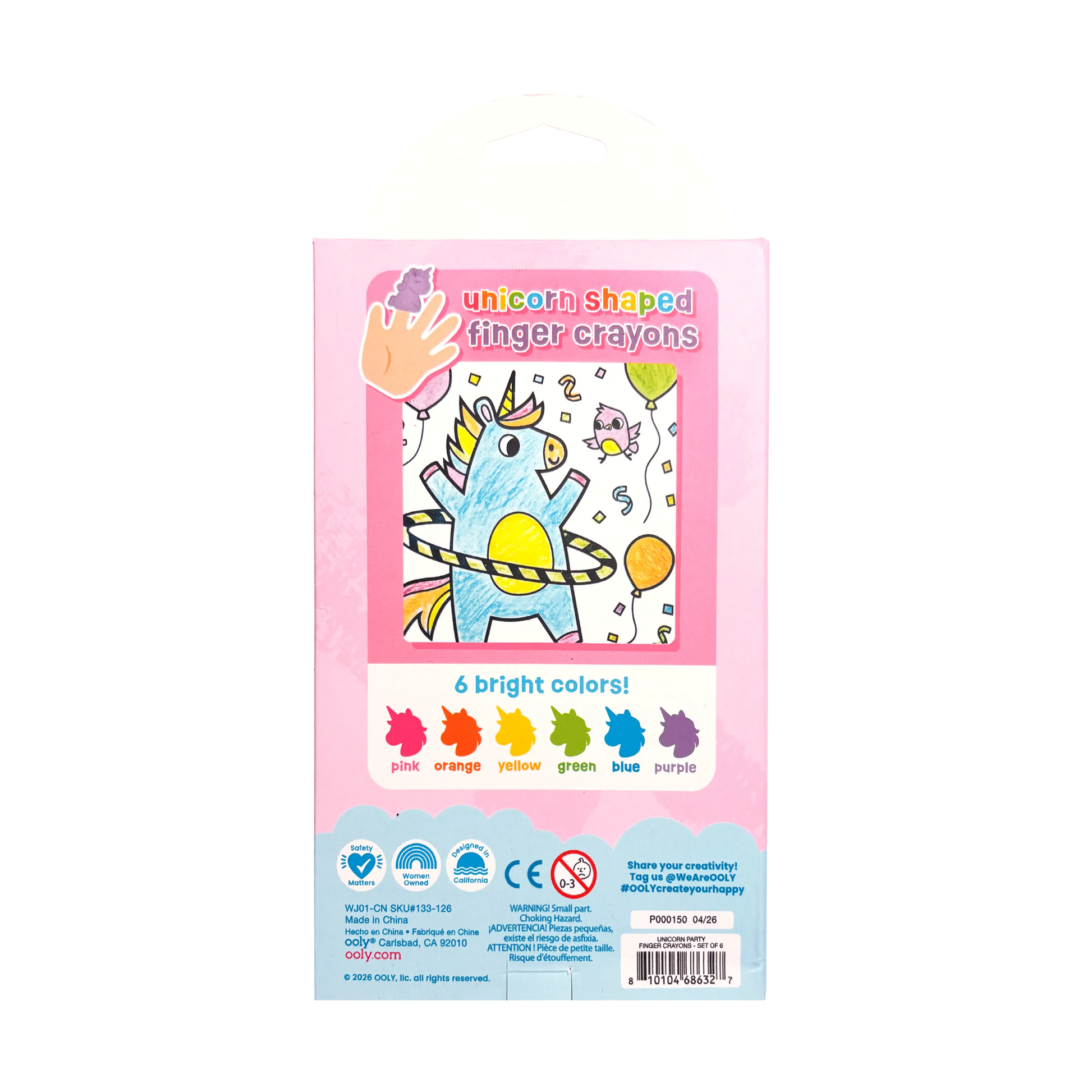 Unicorn Party Finger Crayons - Set of 6