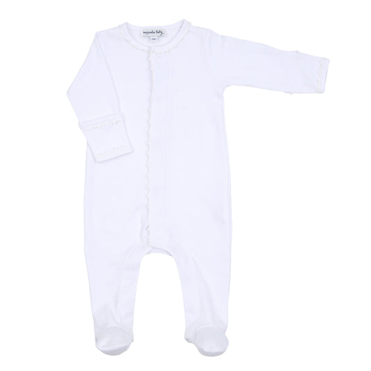 Baby Joy Embroidered Footie | White