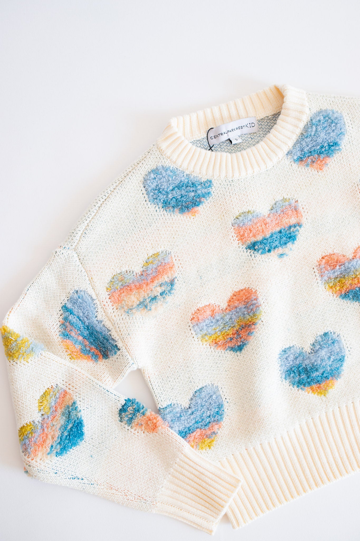 Janna Textured Hearts Crew | Ivory Multi