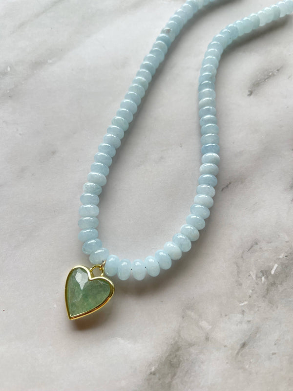 Caia Necklace | Light Blue Jade with Green Aventurine