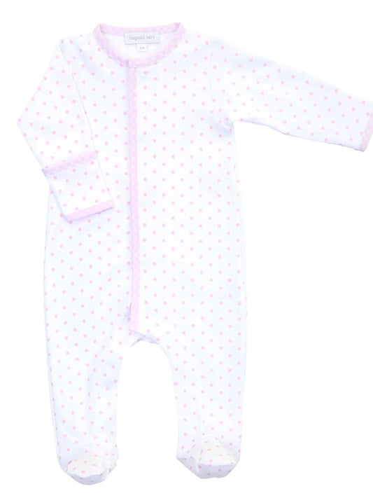 Gingham Dots Footie | Pink