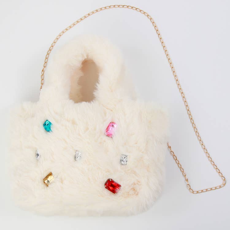 Fur Jewel Purse | Cream