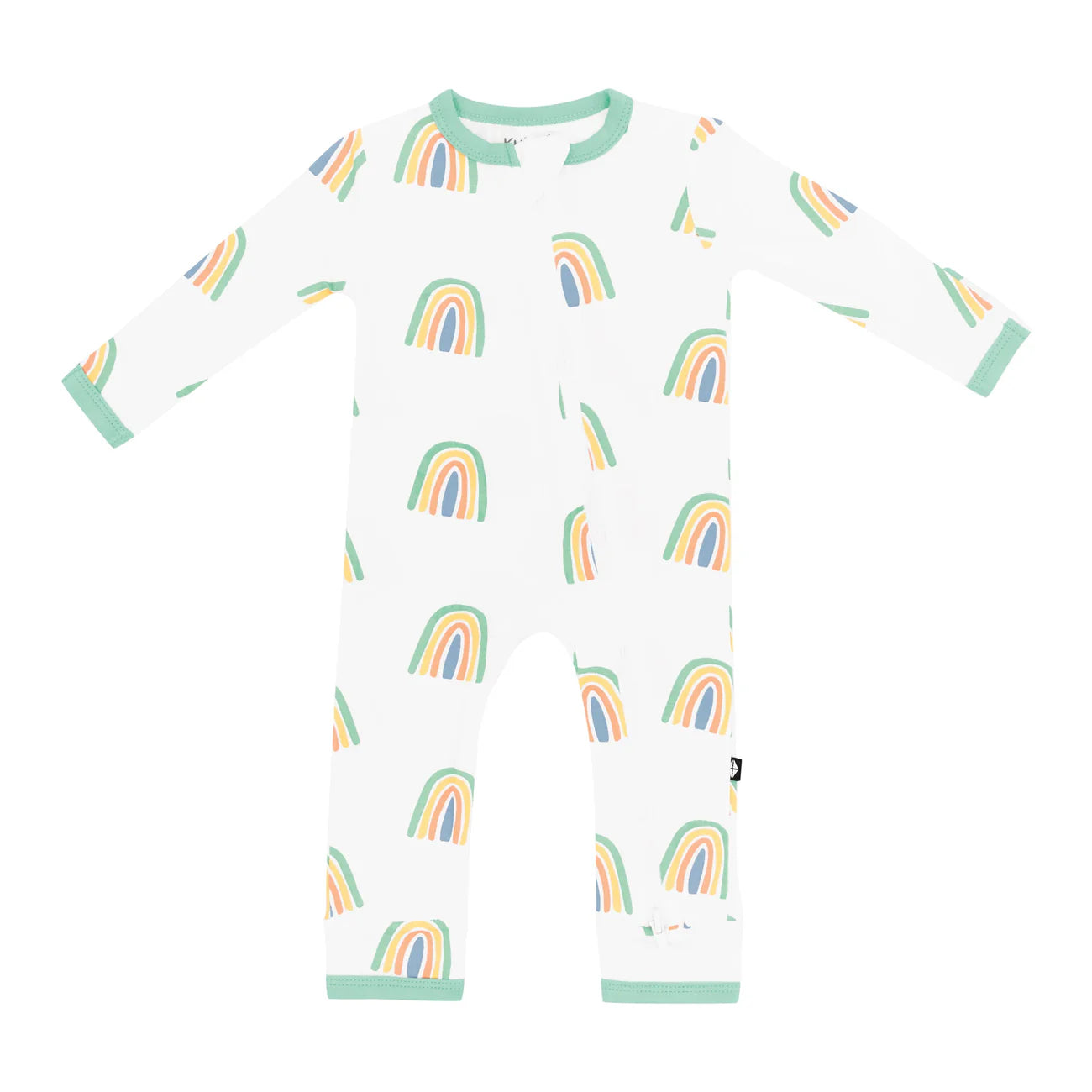 Kyte Baby Zippered Bamboo Romper | Wasabi Rainbow