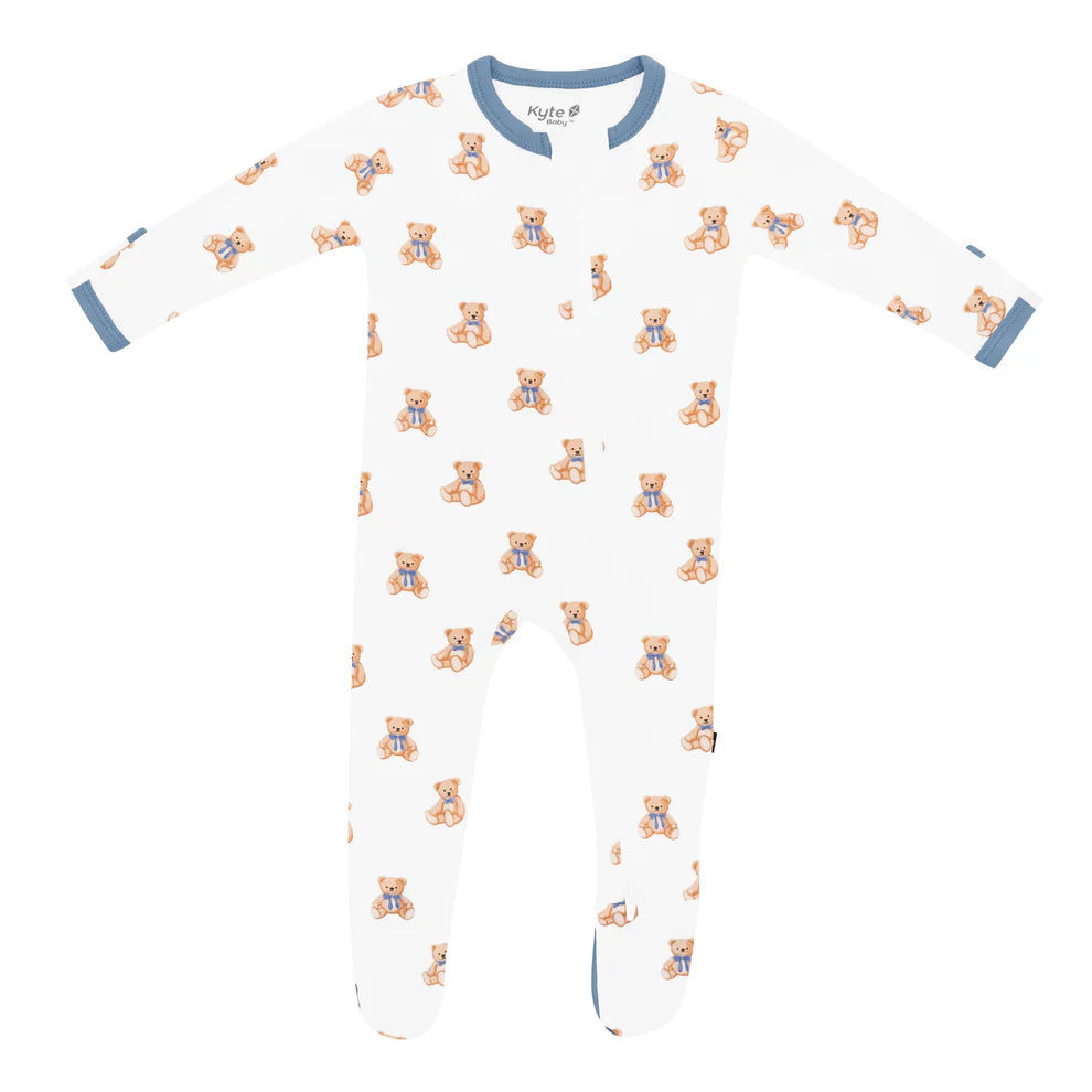 Kyte Baby Zippered Bamboo Footie | Teddy Bear
