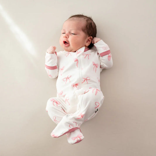 Kyte Baby Zippered Bamboo Footie | Bow