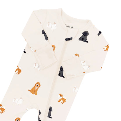 Zippered Bamboo Footie | Fluffy Dog