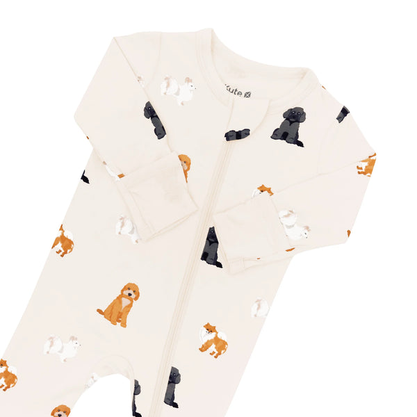 Kyte Baby Zippered Bamboo Footie | Fluffy Dog