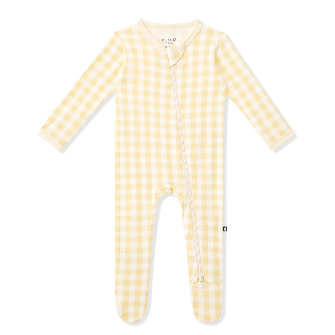 Kyte Baby Zippered Bamboo Footie | Gingham Chamomille