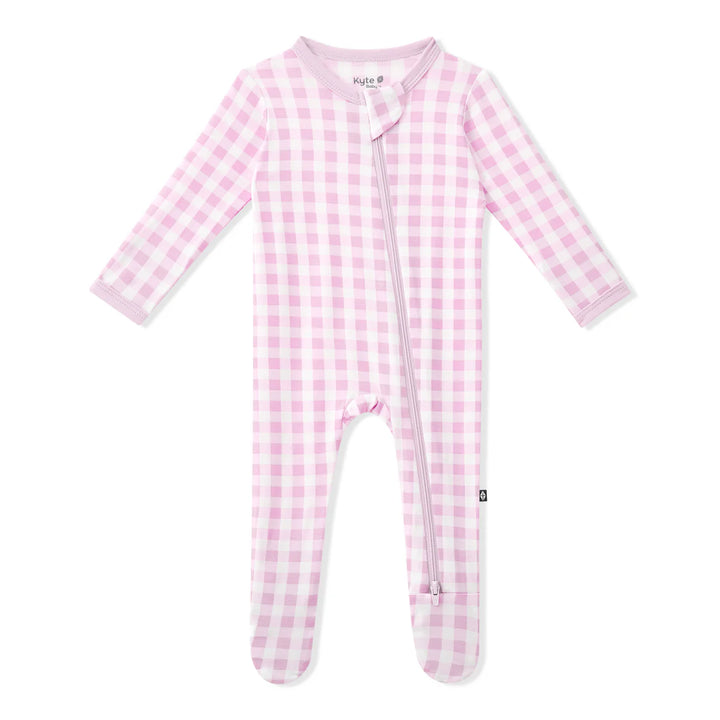 Kyte Baby Zippered Bamboo Footie | Gingham Thistle