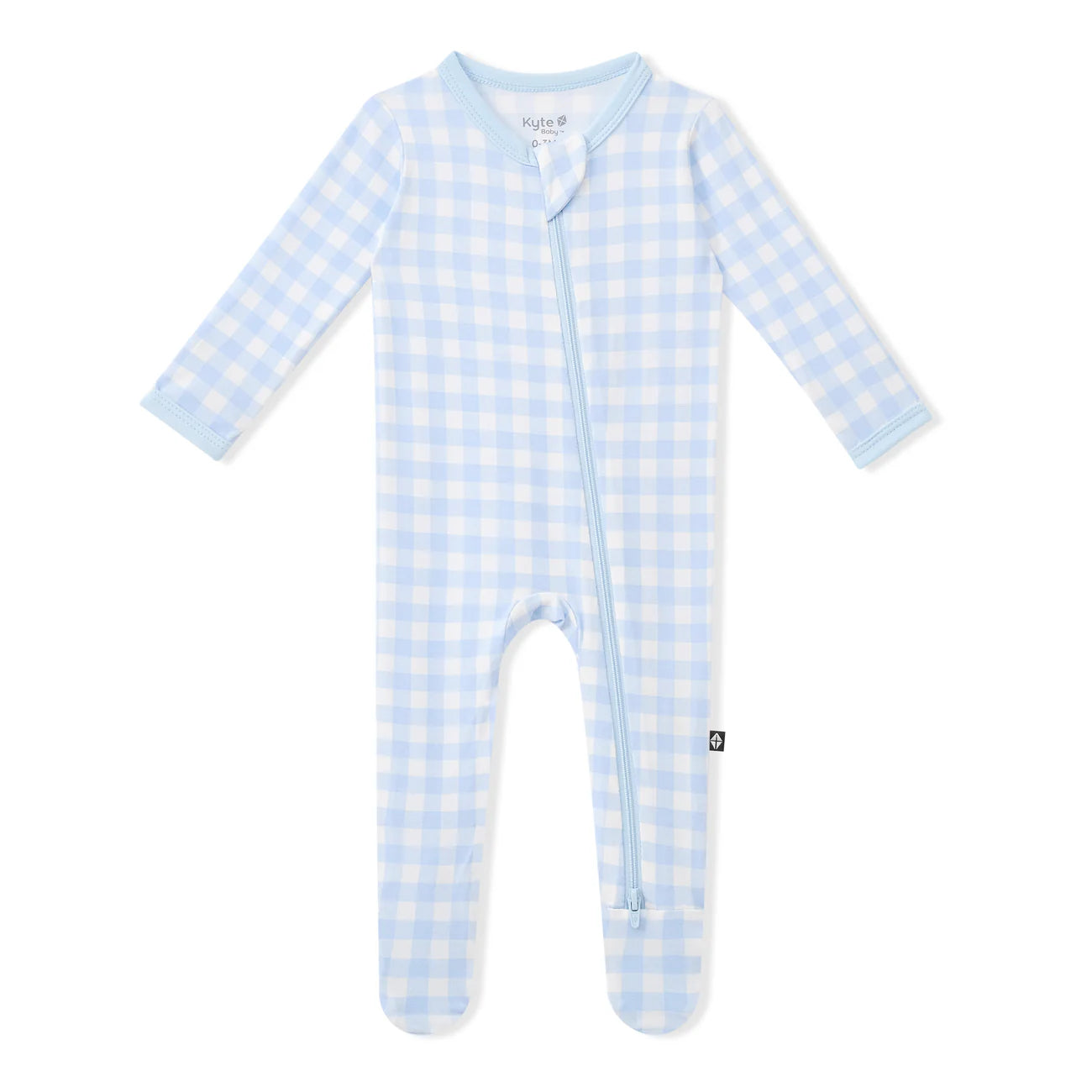 Kyte Baby Zippered Bamboo Footie | Gingham Breeze