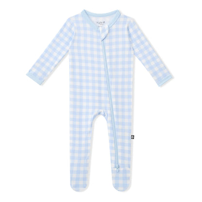 Kyte Baby Zippered Bamboo Footie | Gingham Breeze