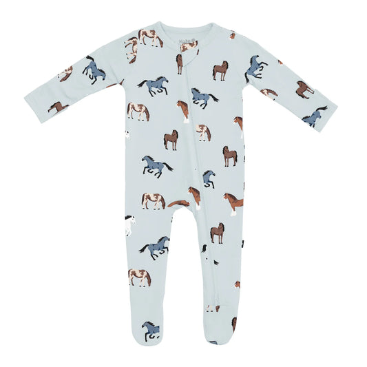 Kyte Baby Zippered Bamboo Footie | Horse