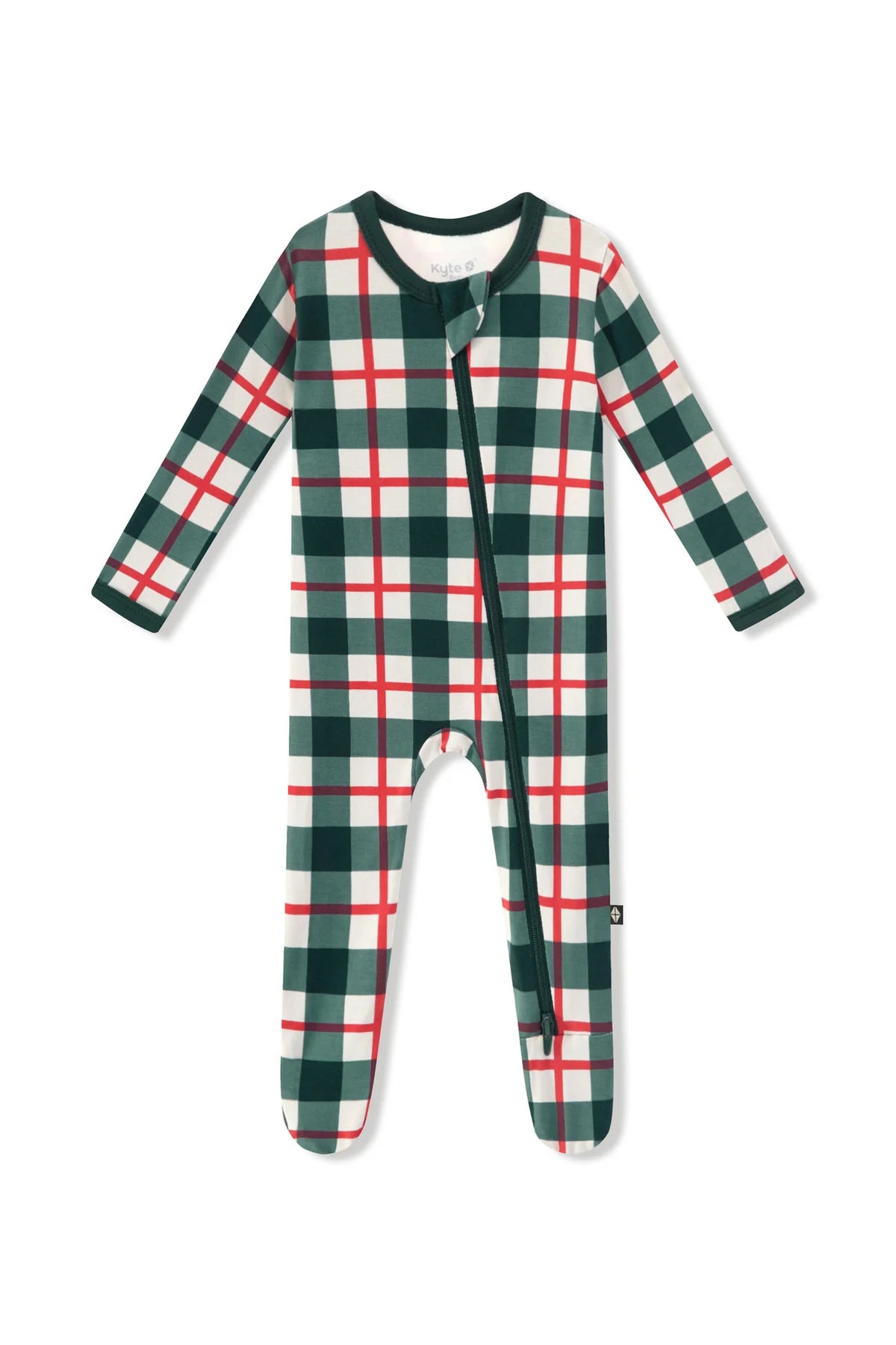 Kyte Baby Zippered Bamboo Footie | Holiday Plaid