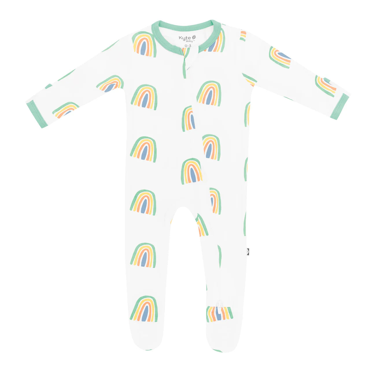 Kyte Baby Zippered Bamboo Footie | Wasabi Rainbow