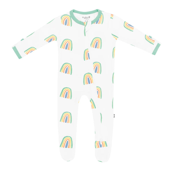 Kyte Baby Zippered Bamboo Footie | Wasabi Rainbow