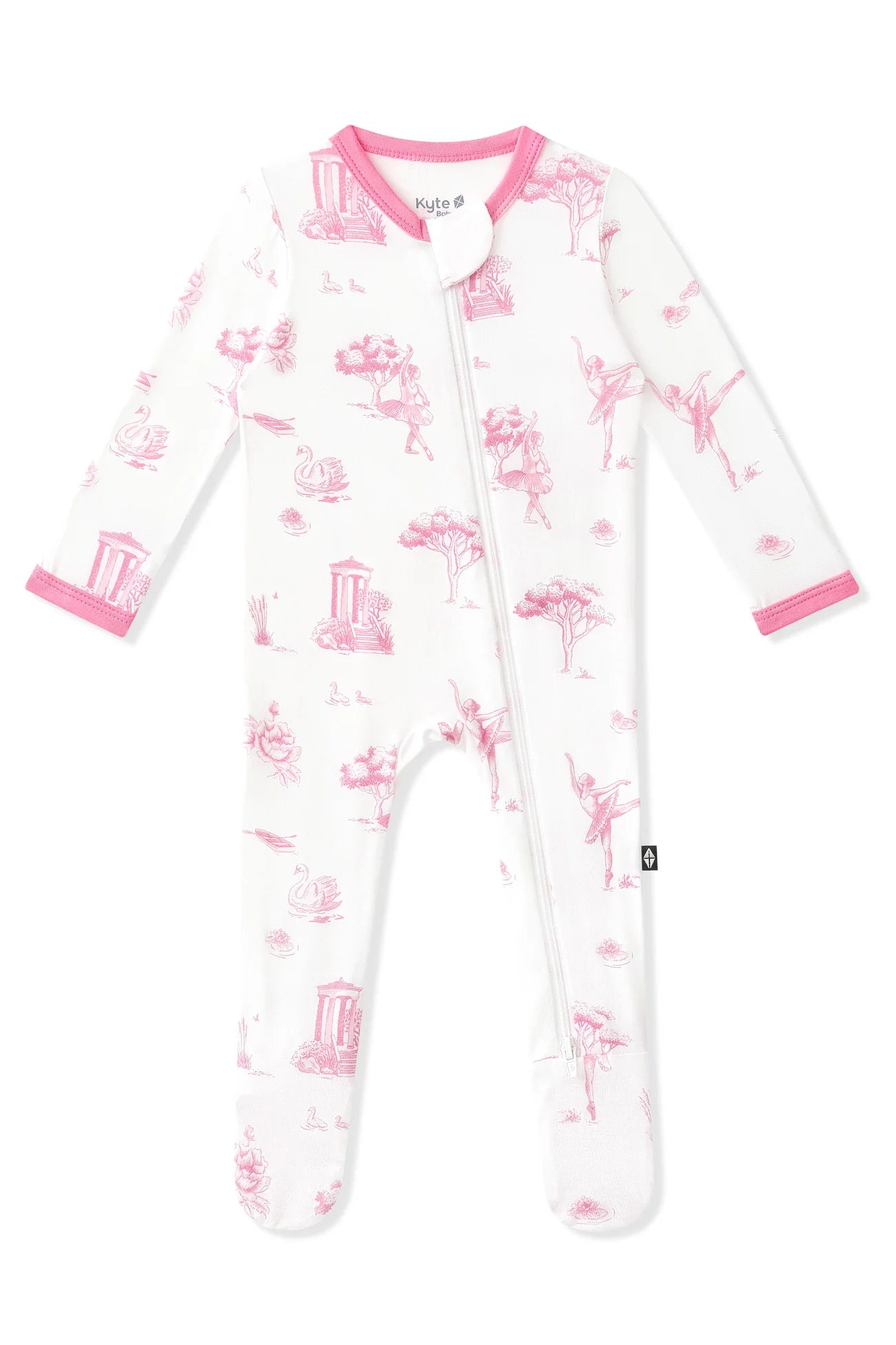 Kyte Baby Zippered Bamboo Footie | Toile Ballet