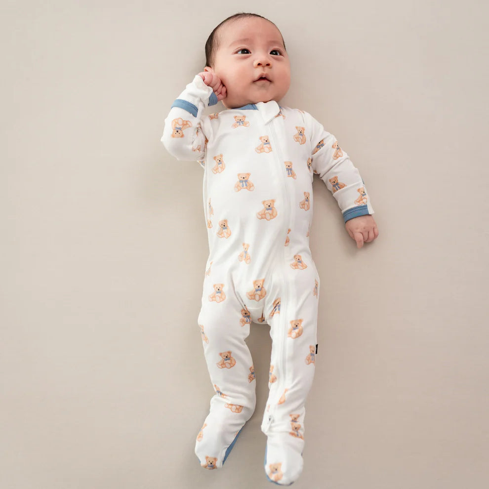 Kyte Baby Zippered Bamboo Footie | Teddy Bear