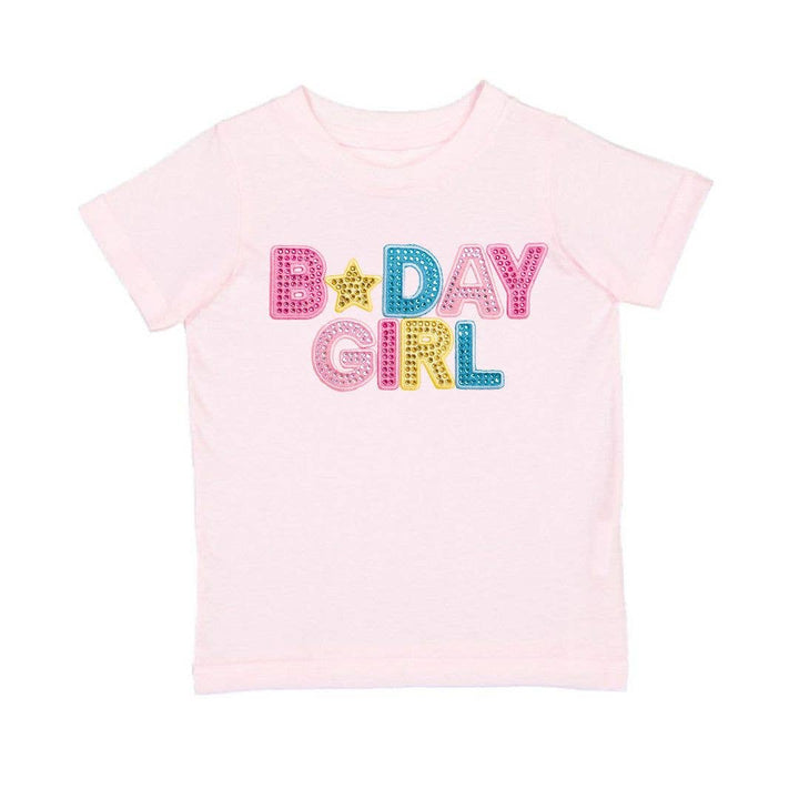Birthday Girl Rhinestone Patch Short Sleeve T-Shirt