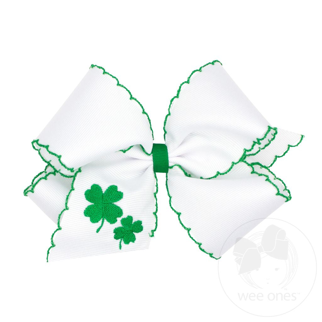 King Shamrock Moonstitch Edge Embroidered Bow