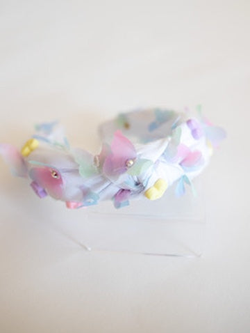 3D Butterfly Heart Charm Headband | White