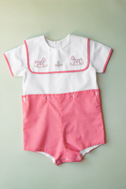 Red Check Christmas Horse Boy Suit