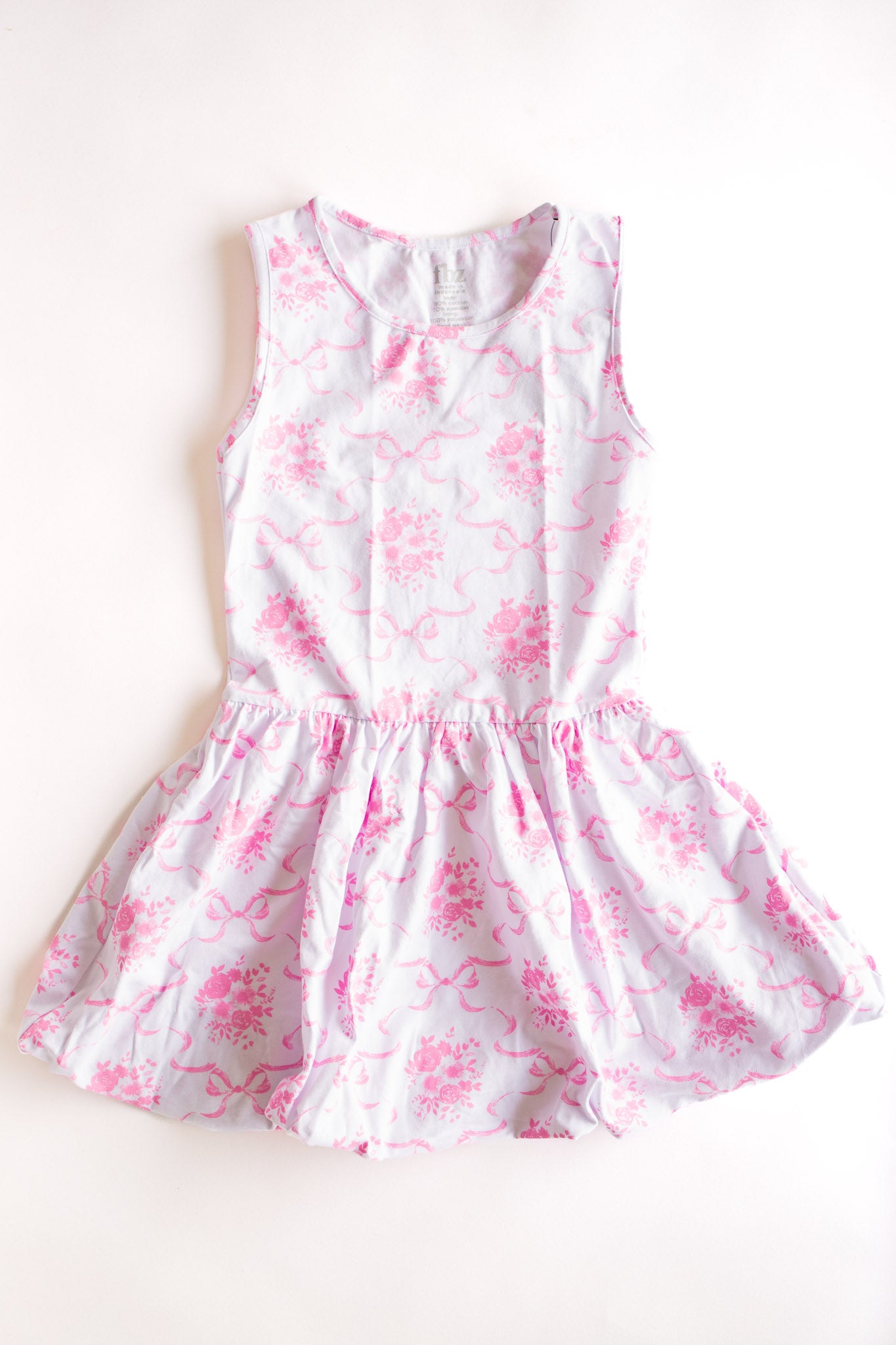 Bubble Hem Tank Dress | Pink Bow Toile