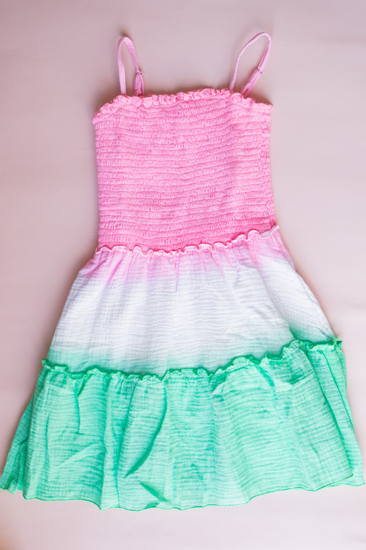 Ombre Smocked Dress | Watermelon