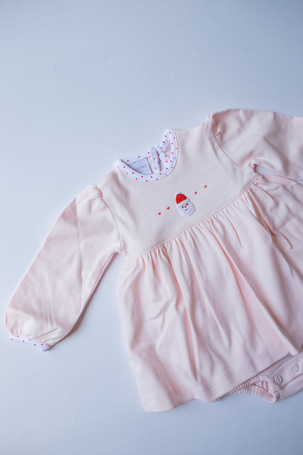 Tiny Santa Embroidered Onesie Dress