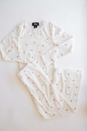 Pointelle Long Sleeve | Off White Rose Bud
