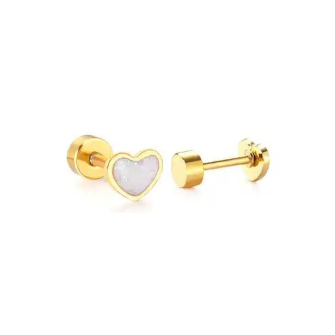 Screwback Stud | Nora | White Heart