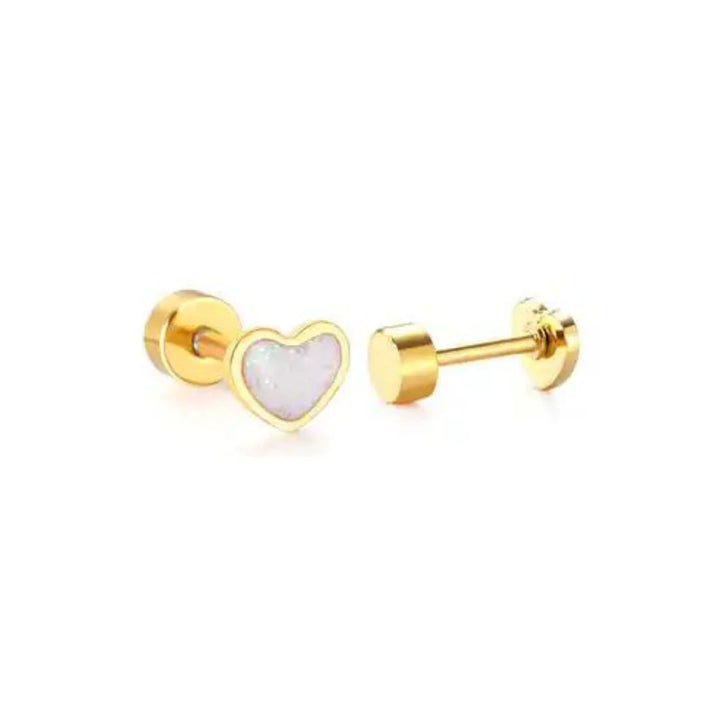 Screwback Stud | Nora | White Heart
