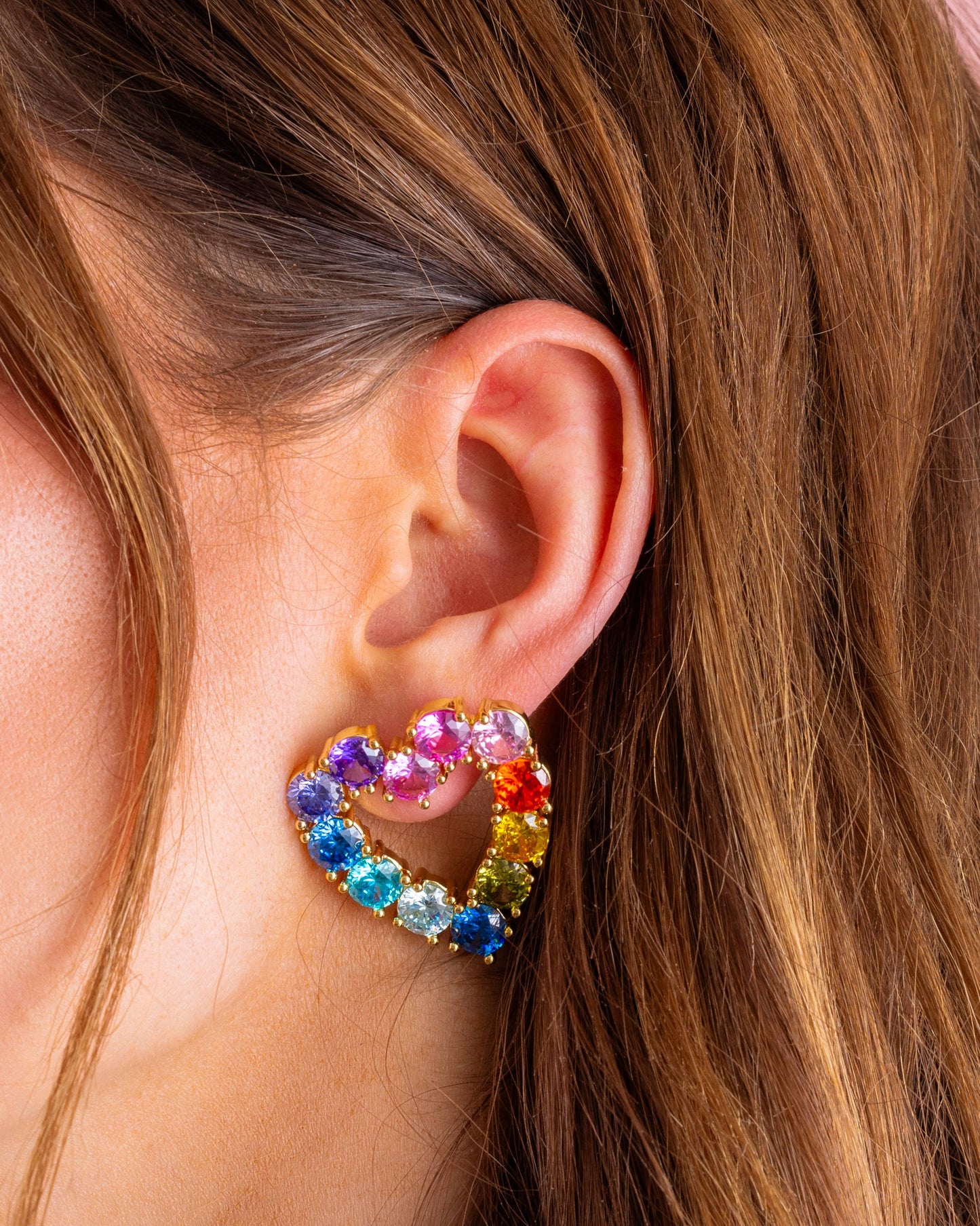 Colorful Gems Heart Drop Earrings | Katie