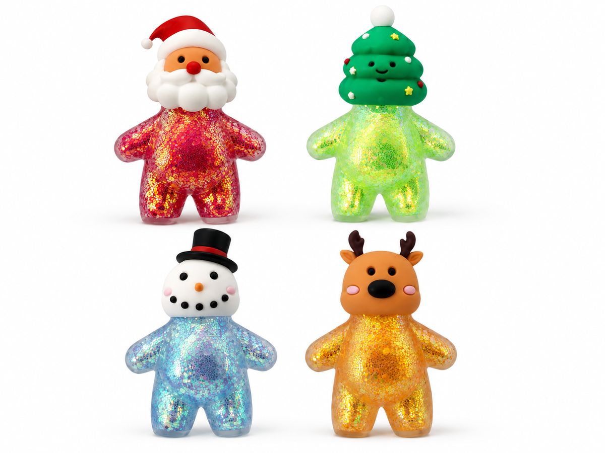 Christmas Holiday Glitter Maltose Mini Squishy | Assorted