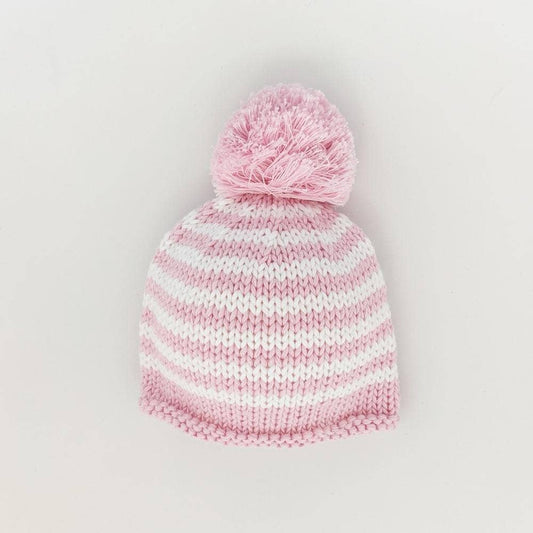 Newborn Baby Pink Pom Pom Beanie Hat