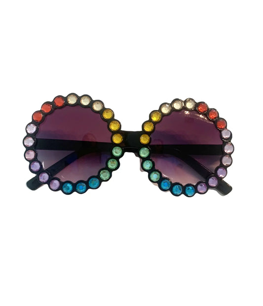 Rainbow Rhinestone Sunglasses | Black