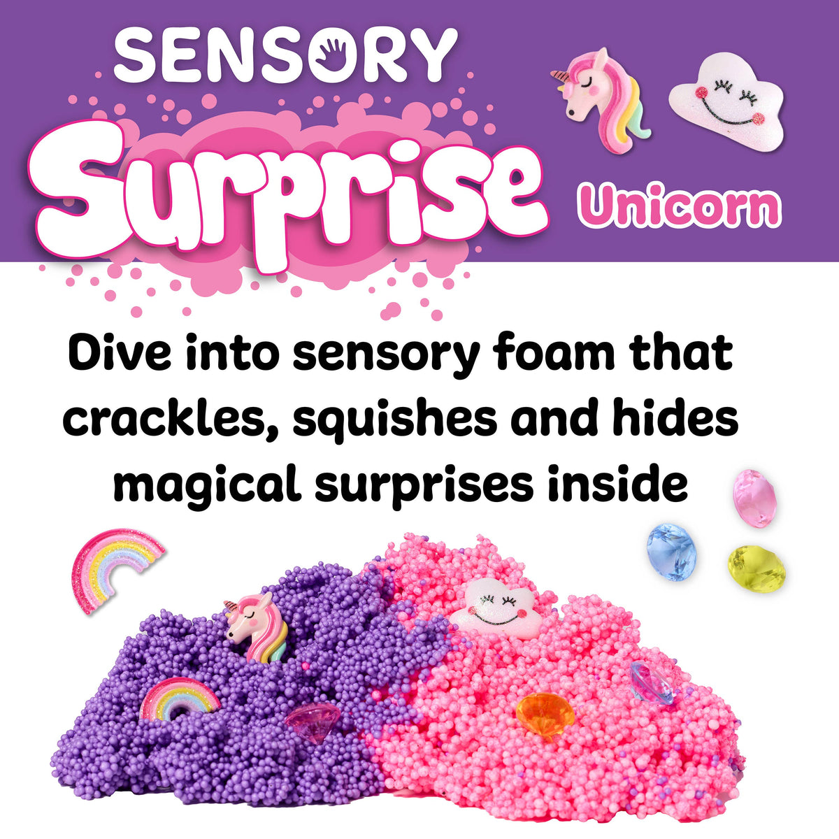 Sensory Surprise Squishy Foam Bucket | Unicorn Charms