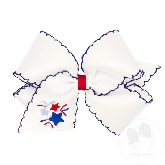 King Patriotic Embroidered Firework Stitched Edge Bow