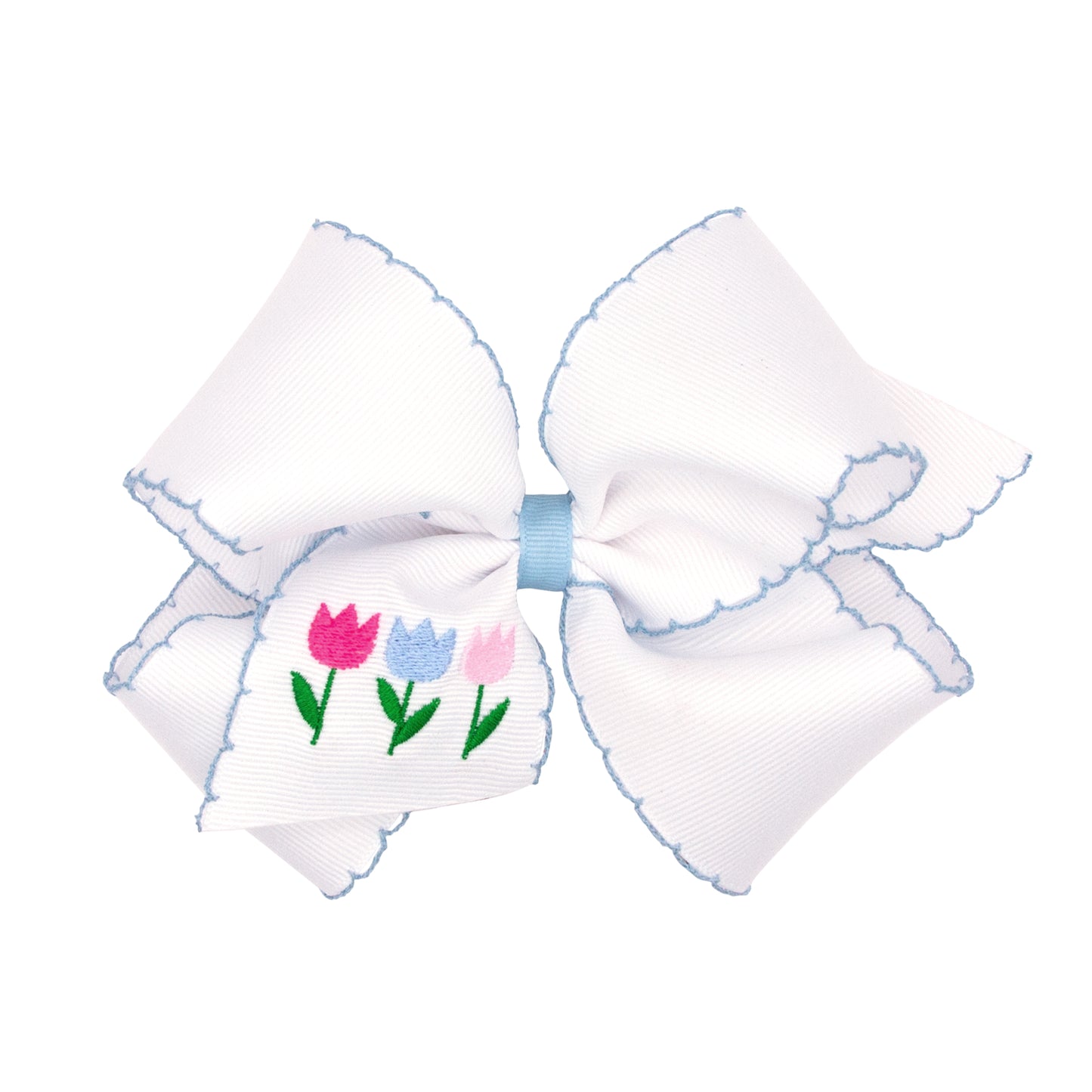 King Embroidered Grosgrain Bow | Tulips